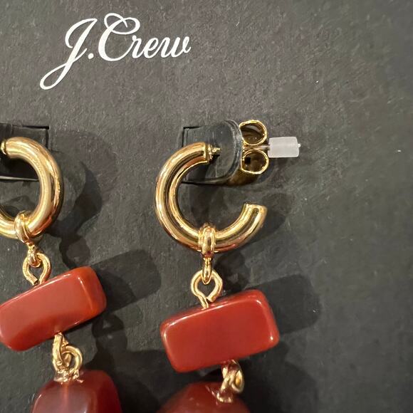 NWT J. Crew Vibrant Red Semiprecious Stone Drop Earrings - Sold Separately - Picture 7 of 10